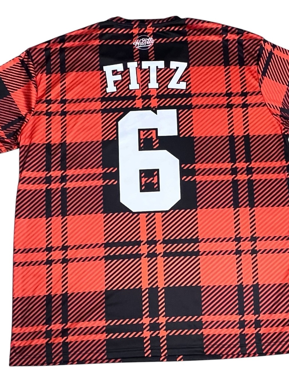 All Hustle Gear Mens Jersey Orange Black Plaid Skull Crossbones Fitz 6 Size 2XL - Picture 2 of 8